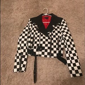 Checkered moto jacket